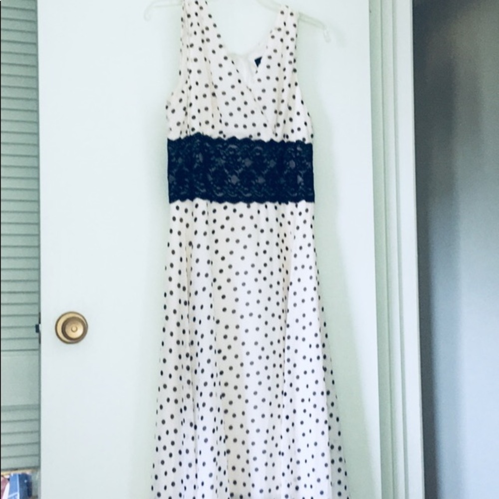 Vintage White and Black Polka Dot and Lace Dress